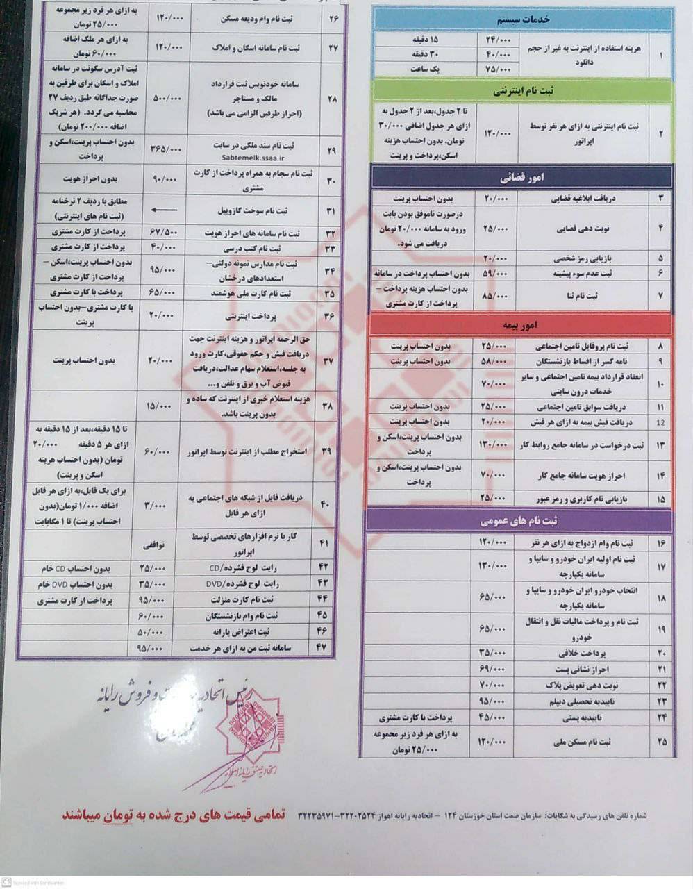 نرخنامه کافی نت اهواز 1404
